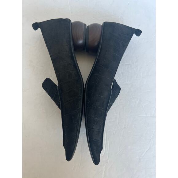 Jeffrey Campbell Black Suede Croc Viona Pointy Toe Round Sculpted Heel Shoes 9.5 - Picture 8 of 12